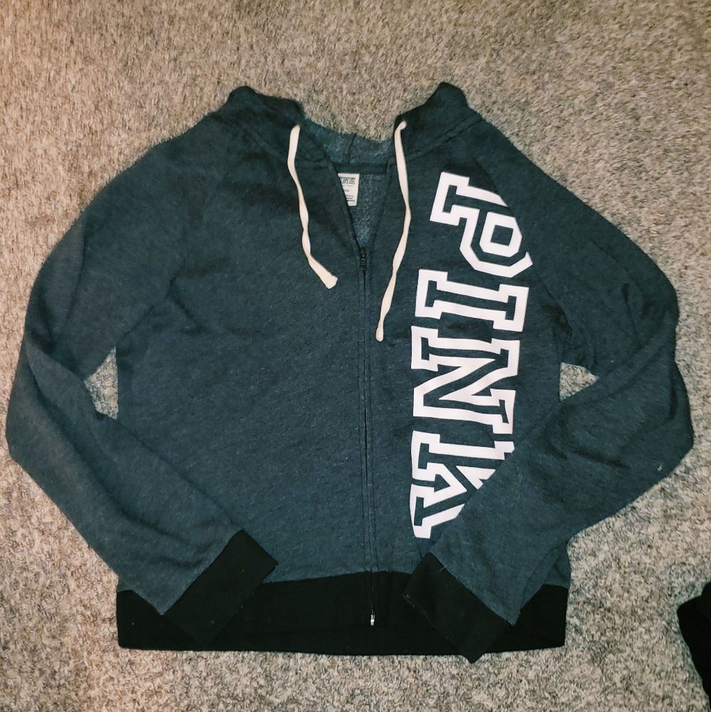 vs pink grey zip up